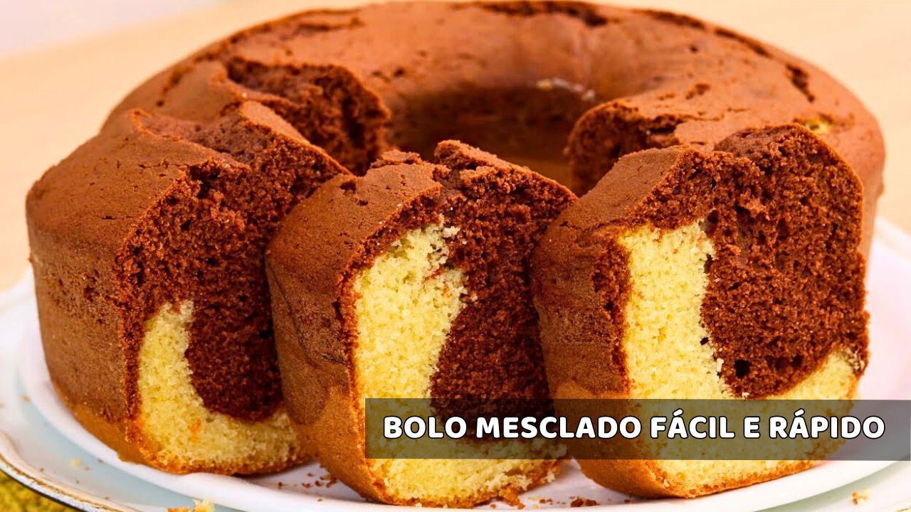 BOLO MESCLADO FÁCIL E RÁPIDO