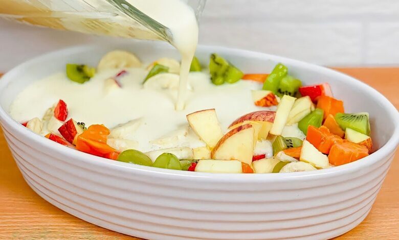 Salada de Frutas com Creme de Limão Toque cítrico que faz a diferença